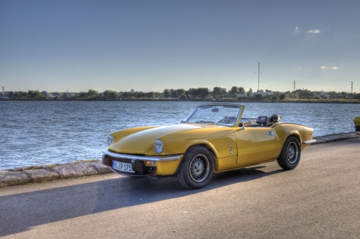 My Triumph Spitfire MKIV 1500 at the Nord-Ostsee-Kanal front view