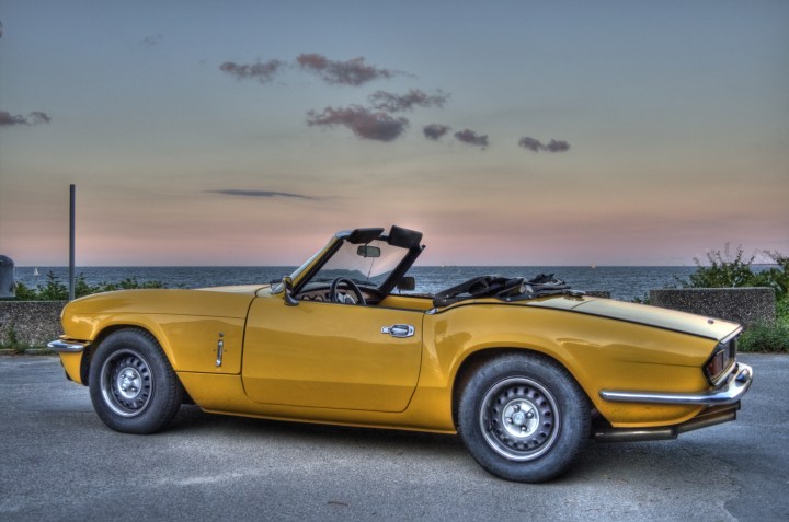 My Triumph Spitfire MKIV 1500 at the baltic sea rear view